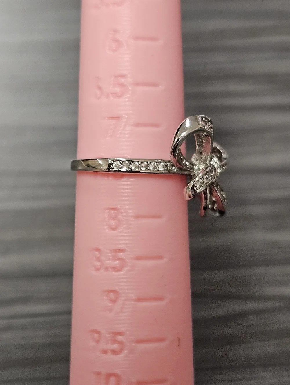 NEW Crystalled Bow Silver-Tone Ring Multiple Sizes Available